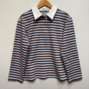English Factory Brown and White Striped Button-Down Shirt